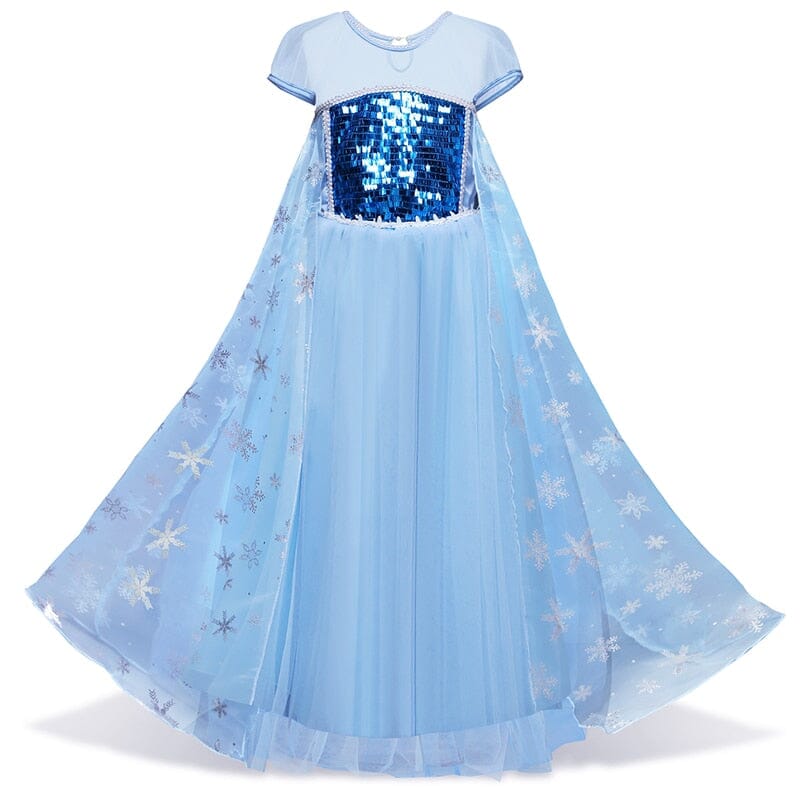 frozen style ice princess dress with snowflake cape detail