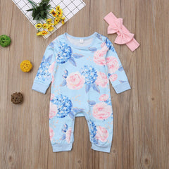 Macacão Infantil Floral Azul