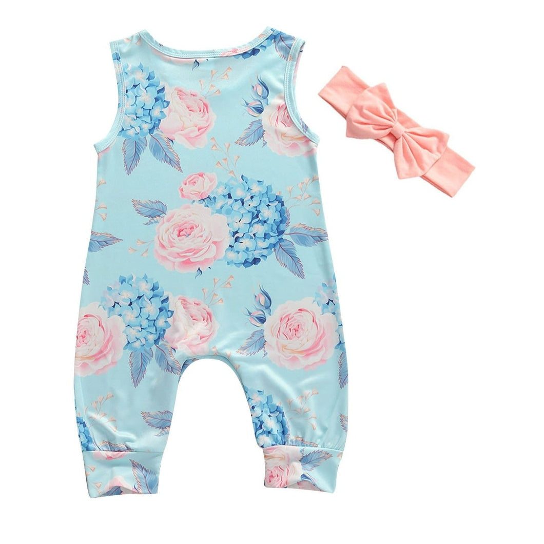 Macacão Infantil Floral Regata