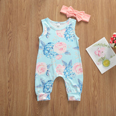 Macacão Infantil Floral Regata