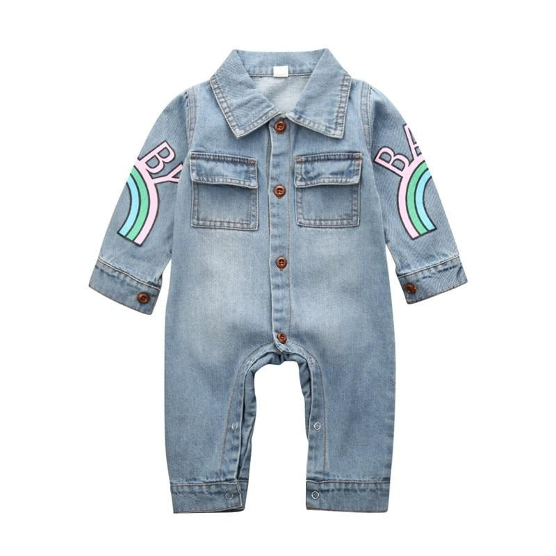 Macacão Infantil Jeans Arco Iris