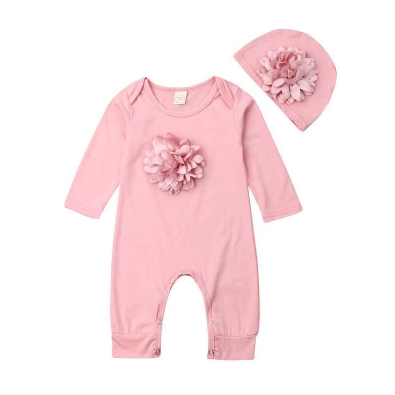 Macacão Infantil Feminino Rosa com Touca