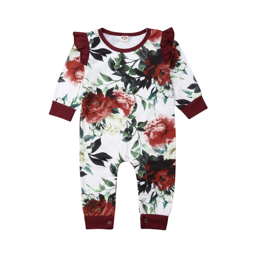 Macacão Infantil Vermelho Floral