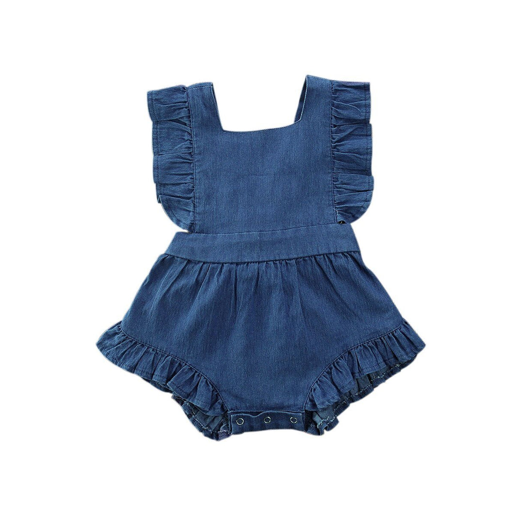 Body Infantil Jeans Laço Costas