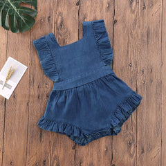 Body Infantil Jeans Laço Costas